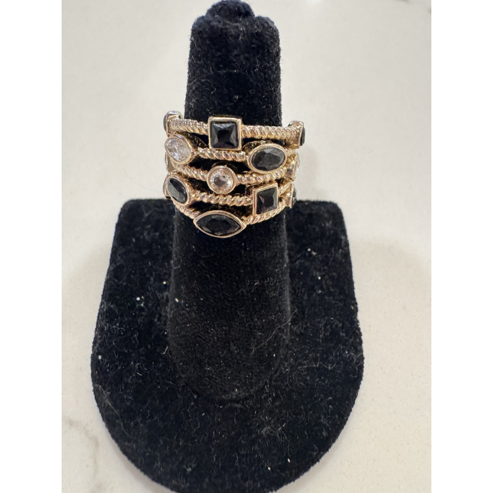 Confetti Ring - White and Black Crystals 5 1/2
